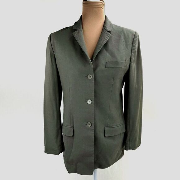 Calvin Klein Wool Jacket Coat Sz 6 Taupe 3 Button Single Breasted Lined Woman’s - Picture 5 of 16